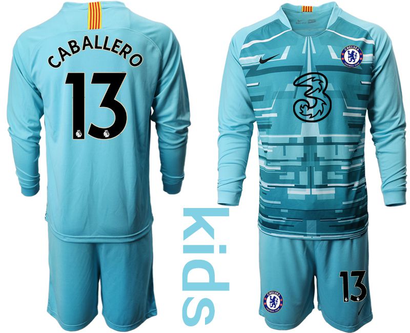 Youth 2020-2021 club Chelsea lake blue long sleeve goalkeeper #13 Soccer Jerseys